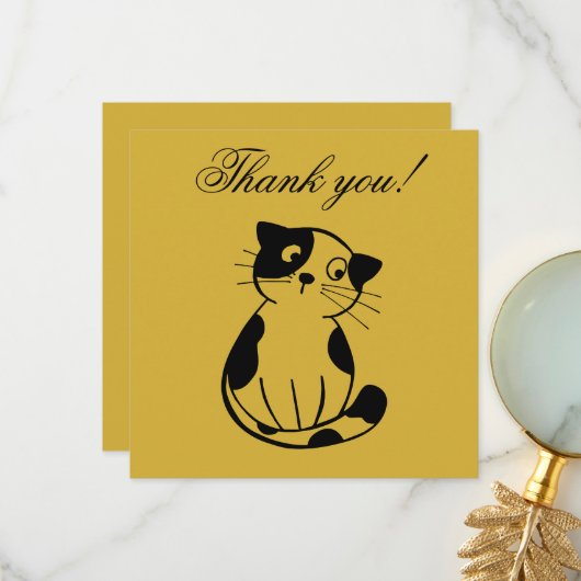 Adorable Cat Fish Design Custom Dankeskarte (Vorderseite/Rückseite Beispiel)
