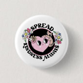 Adorable Cat & Flowers Button – Spread Kindness (Vorderseite)