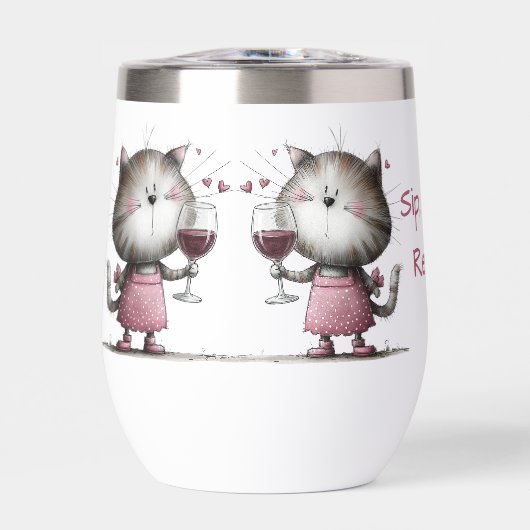 Adorable Cat Funny Wine Tumbler (Vorderseite)