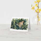 Adorable Cat Hiding in Bushes BLANK Karte (Gelbe Blume)