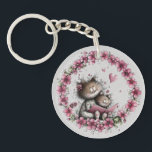 Adorable Cat Illustration Acrylic Keychain Schlüsselanhänger<br><div class="desc">The text caption on the reverse side is fully editable to allow customization to fit your occasion or need. This key chain is perfect for cat lovers, animal lovers, and fans of hand drawn and kawaii style artwork, A heartwarming kitten design that will capture the This adorable cat illustration feature...</div>
