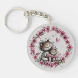Adorable Cat Illustration Acrylic Keychain Schlüsselanhänger
