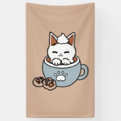 Adorable Cat in Tasse Holiday Design - Katze & Kak Banner (Vertikal)