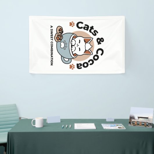 Adorable Cat in Tasse Holiday Design - Katze & Kak Banner (Messeveranstaltung)