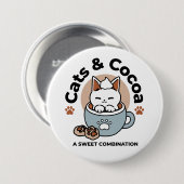Adorable Cat in Tasse Holiday Design - Katze & Kak Button (Vorne & Hinten)