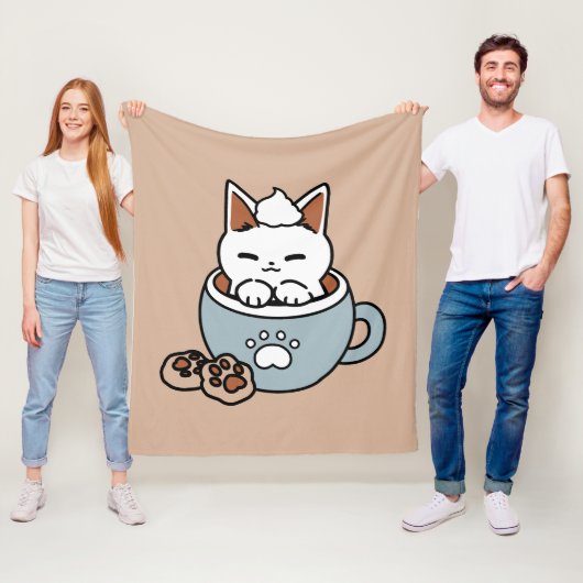 Adorable Cat in Tasse Holiday Design - Katze & Kak Fleecedecke (Beispiel)