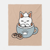 Adorable Cat in Tasse Holiday Design - Katze & Kak Fleecedecke (Vorderseite)
