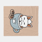 Adorable Cat in Tasse Holiday Design - Katze & Kak Fleecedecke (Vorderseite (Horizontal))