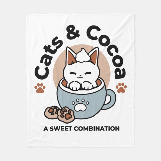 Adorable Cat in Tasse Holiday Design - Katze & Kak Fleecedecke (Vorderseite)