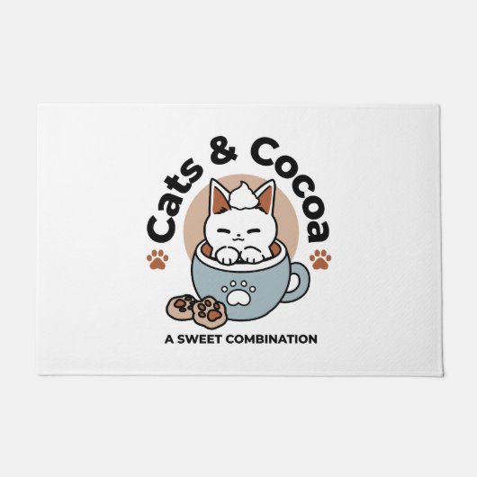 Adorable Cat in Tasse Holiday Design - Katze & Kak Fußmatte (Vorderseite)