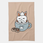 Adorable Cat in Tasse Holiday Design - Katze & Kak Geschirrtuch (Vertikal)