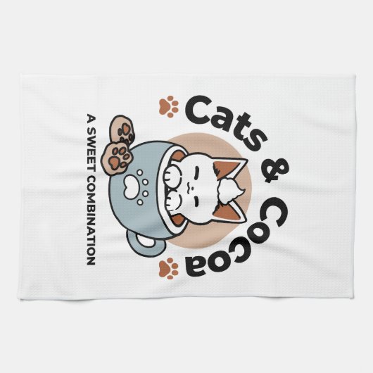Adorable Cat in Tasse Holiday Design - Katze & Kak Geschirrtuch (Horizontal)