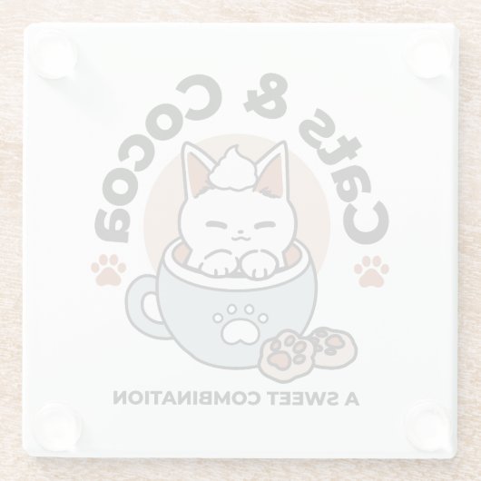 Adorable Cat in Tasse Holiday Design - Katze & Kak Glasuntersetzer (Rückseite)