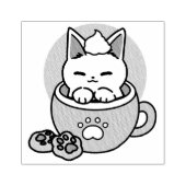 Adorable Cat in Tasse Holiday Design - Katze & Kak Gummistempel (Prägung)