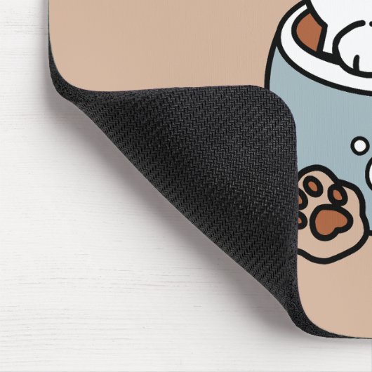 Adorable Cat in Tasse Holiday Design - Katze & Kak Mousepad (Ecke)