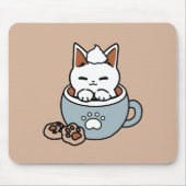 Adorable Cat in Tasse Holiday Design - Katze & Kak Mousepad (Vorne)