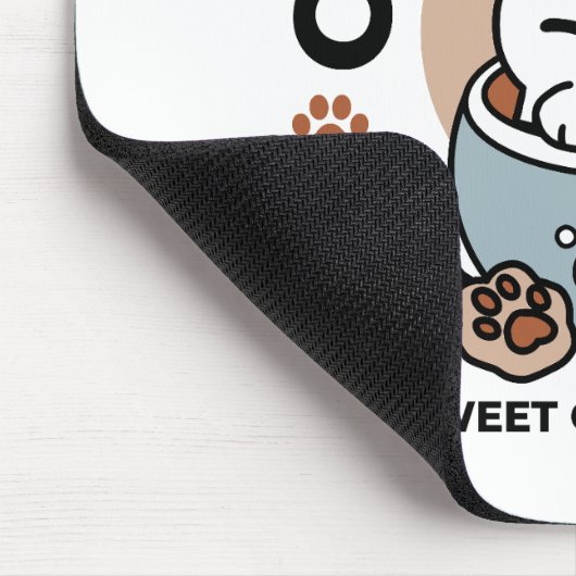 Adorable Cat in Tasse Holiday Design - Katze & Kak Mousepad (Ecke)