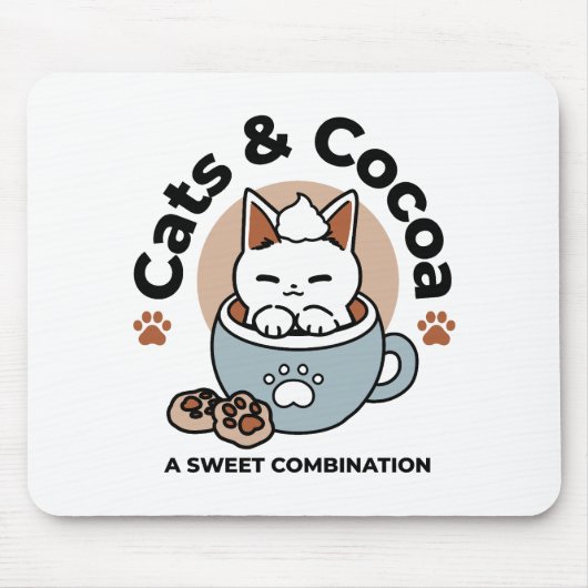 Adorable Cat in Tasse Holiday Design - Katze & Kak Mousepad (Vorne)