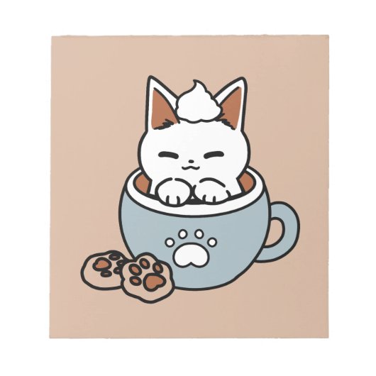 Adorable Cat in Tasse Holiday Design - Katze & Kak Notizblock (Vorderseite)