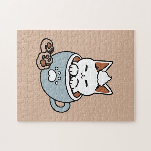 Adorable Cat in Tasse Holiday Design - Katze & Kak Puzzle (Horizontal)