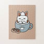 Adorable Cat in Tasse Holiday Design - Katze & Kak Puzzle (Vertikal)