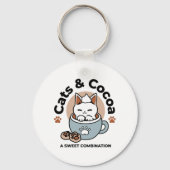 Adorable Cat in Tasse Holiday Design - Katze & Kak Schlüsselanhänger (Vorderseite)