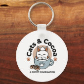 Adorable Cat in Tasse Holiday Design - Katze & Kak Schlüsselanhänger (Vorderseite)