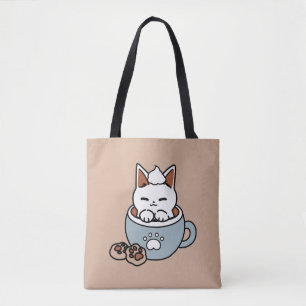Adorable Cat in Tasse Holiday Design - Katze & Kak Tasche