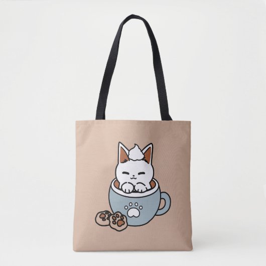 Adorable Cat in Tasse Holiday Design - Katze & Kak Tasche (Vorderseite)