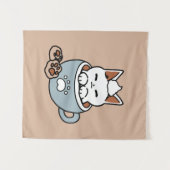 Adorable Cat in Tasse Holiday Design - Katze & Kak Wandteppich (Vorderseite (Horizontal))