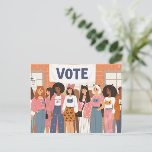 Adorable Cat Ladys Abstimmung Postkarte (Stehend Vorderseite)