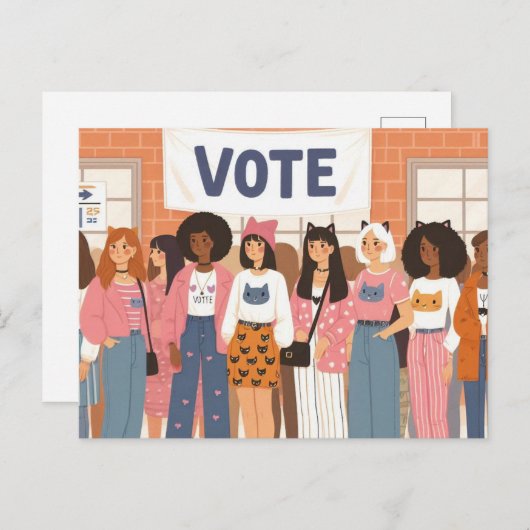 Adorable Cat Ladys Abstimmung Postkarte (Vorne/Hinten)