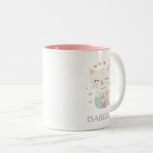 Adorable Cat Liebe - Personalisiert Zweifarbige Tasse (VorderseiteRechts)