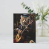 Adorable Cat Musiker Postkarte (Stehend Vorderseite)