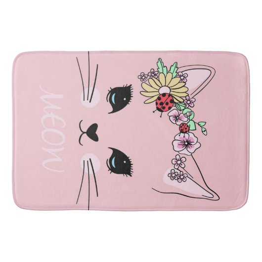 Adorable Cat | Pink Niedlich Meaow Cat Blanket Badematte (Vorderseite)