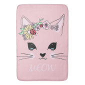 Adorable Cat | Pink Niedlich Meaow Cat Blanket Badematte (Vorderseite Vertikal)