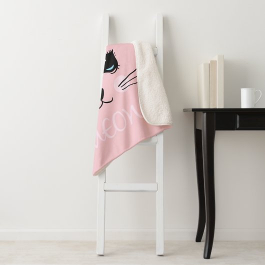 Adorable Cat | Pink Niedlich Meaow Cat Blanket Sherpadecke (Beispiel)