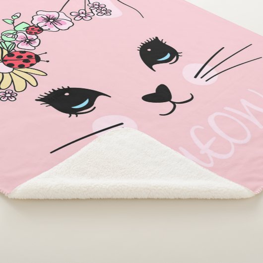 Adorable Cat | Pink Niedlich Meaow Cat Blanket Sherpadecke (3/4)