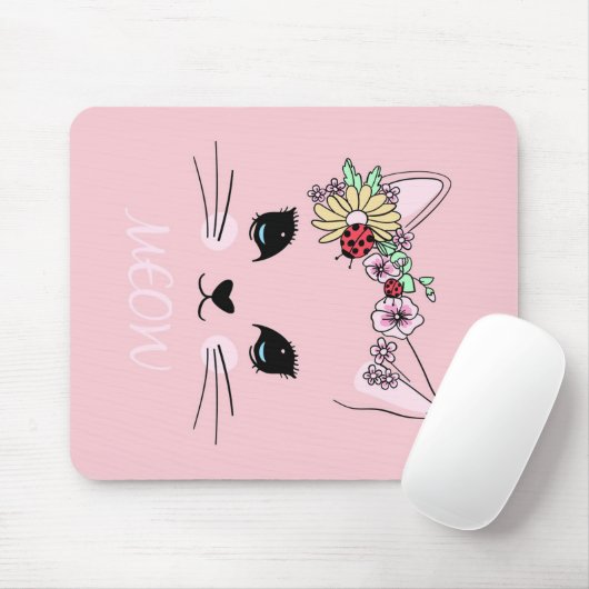 Adorable Cat | Pink Niedlich Meow Cat Blanket Mousepad (Mit Mouse)