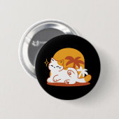 Adorable Cat Relaxen in der Sonne - Sommergäste Button (Vorne & Hinten)