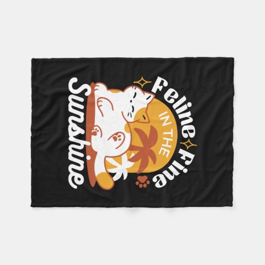 Adorable Cat Relaxen in der Sonne - Sommergäste Fleecedecke (Vorderseite (Horizontal))