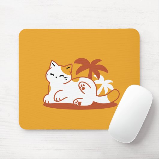 Adorable Cat Relaxen in der Sonne - Sommergäste Mousepad (Mit Mouse)