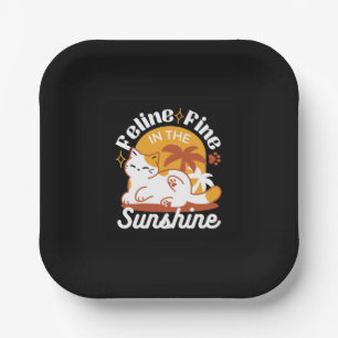 Adorable Cat Relaxen in der Sonne - Sommergäste Pappteller