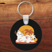 Adorable Cat Relaxen in der Sonne - Sommergäste Schlüsselanhänger (Rückseite)