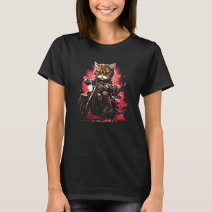 Adorable Cat Riding ein Cooles Motorrad Grafik T-Shirt