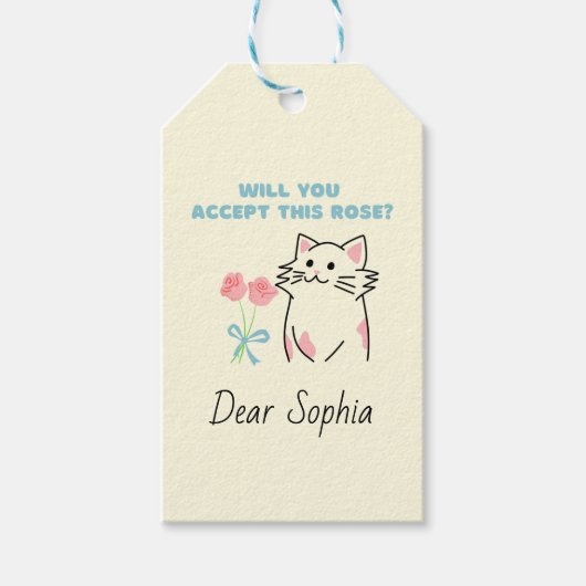 Adorable Cat&Rose Geschenktasten Geschenkanhänger (Vorderseite)