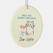 Adorable Cat & Rose Keramik Ornament (Rechts)
