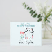 Adorable Cat&Rose Postkarte (Stehend Vorderseite)