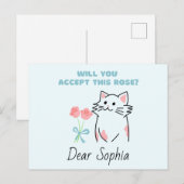 Adorable Cat&Rose Postkarte (Vorne/Hinten)