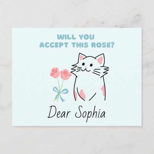 Adorable Cat&Rose Postkarte (Vorderseite)